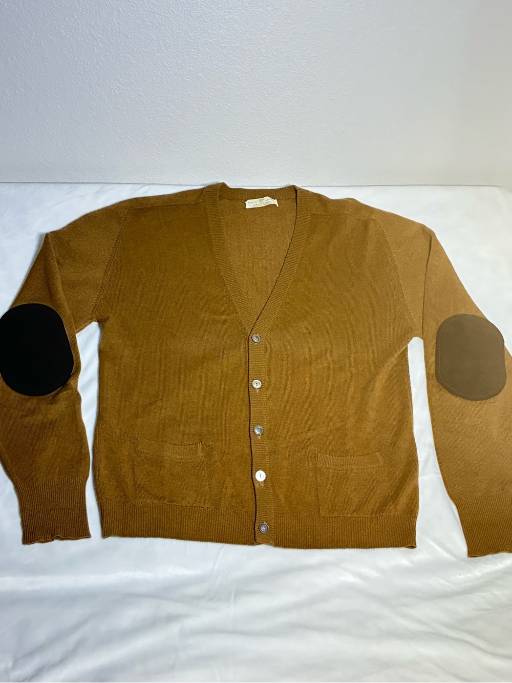 Vintage Braemar 100%Cashmere Cardigan-Made in Scotland-Suede Elbow Patches